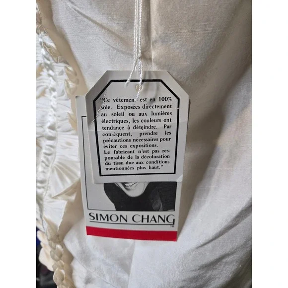 Vintage Simon Chang 100% Silk Ruffle Blouse Victorian Romantic Size 10 - Picture 8 of 9